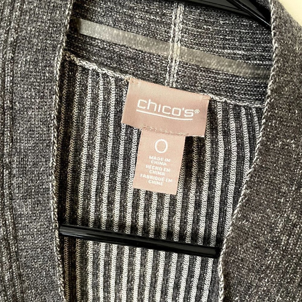 Chico's gray and white long sleeved cardigan warm comfortable soft casual - Picture 4 of 6